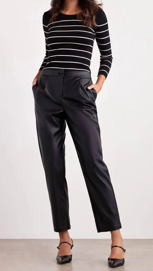 Ellen Tracy - Pleated Faux Leather Pant - Rack Hunt