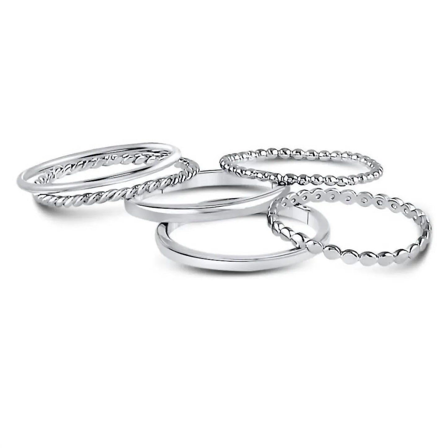 Allyanna Gifts - Women's Sterling Silver 6 Bands Stackable Set Ring - Rack Hunt