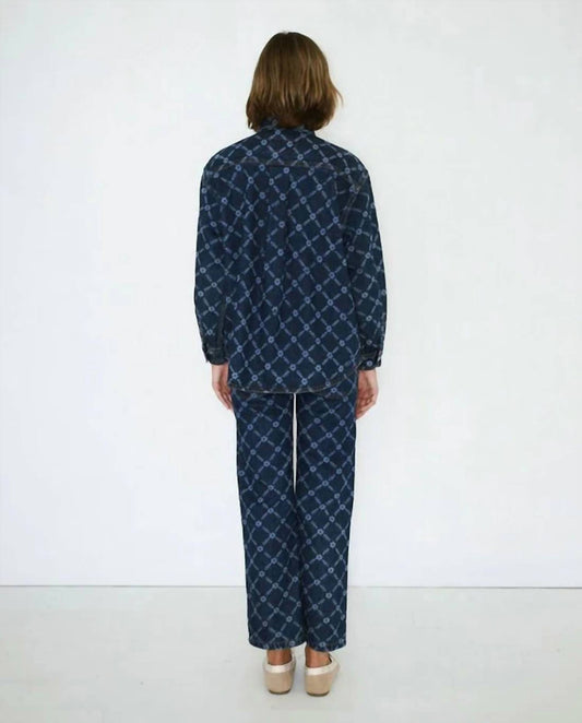 Women's Flowers Grid Denim Shirt