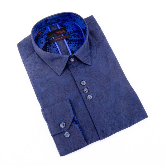 Jacquard Button Down Shirt With Paisley Flocking