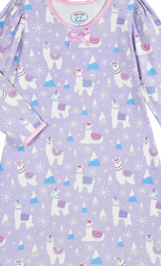 Sara's Prints - Girl's Llama Whirl And Twirl Night Gown - Rack Hunt