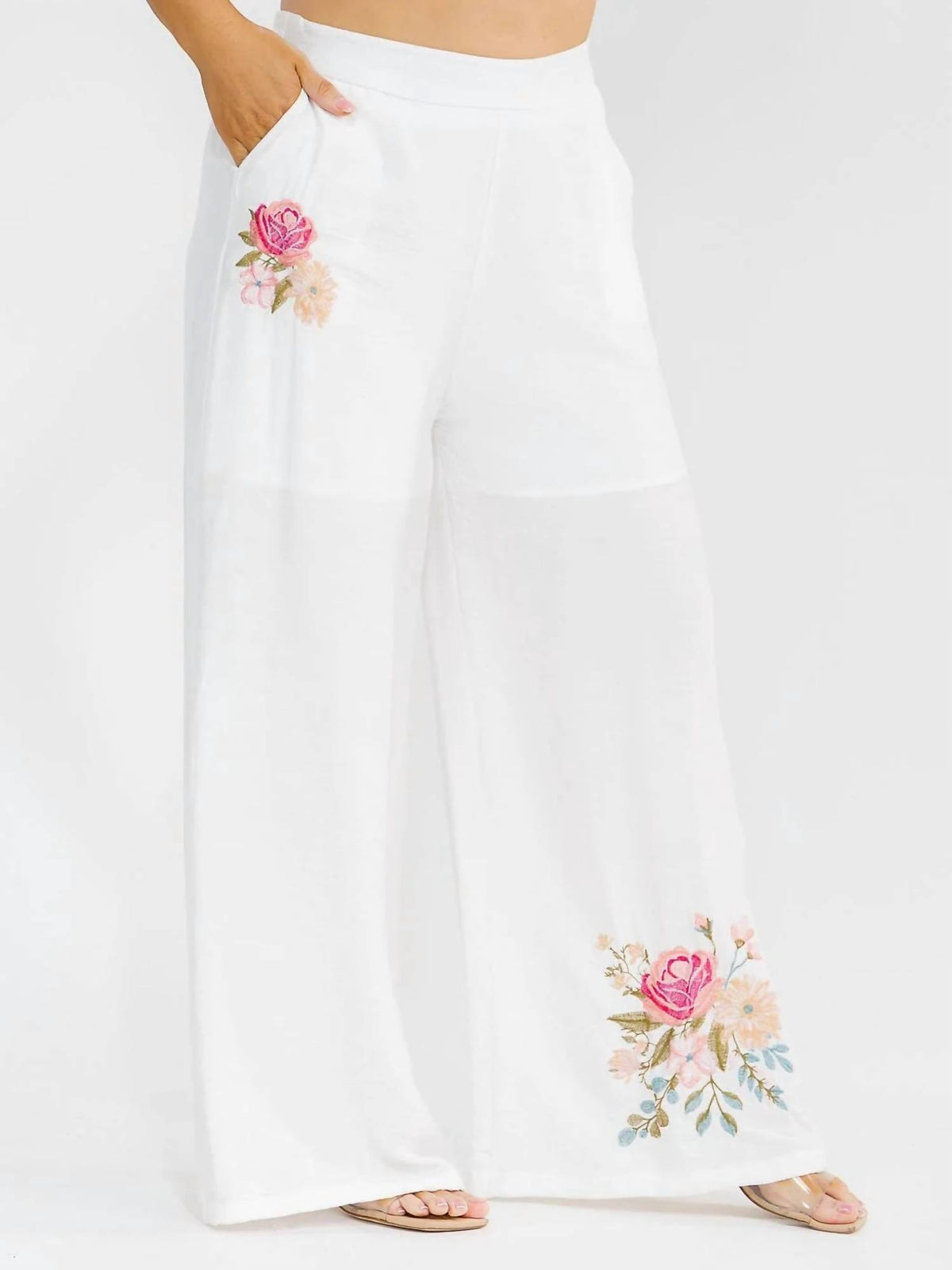 Elastic Waist Front Pockets Pant