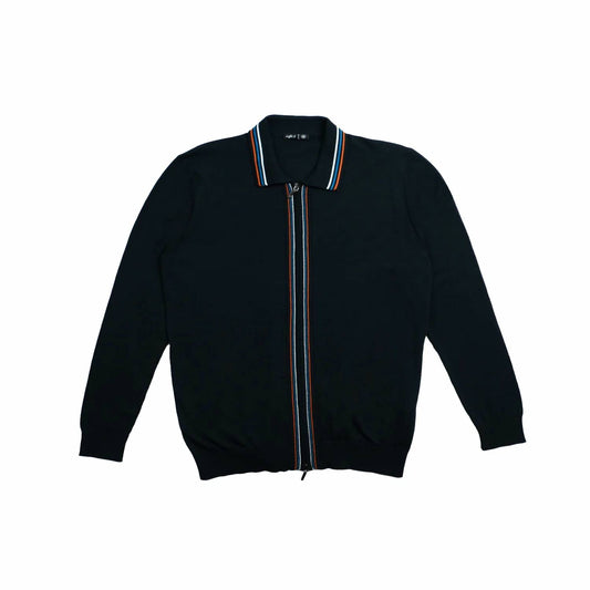 Contour Long Sleeve Two Way Zip Knit Sweater