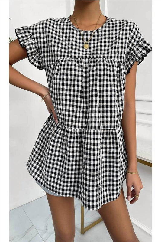 Doublju - Plaid Ruffle Top - Rack Hunt -