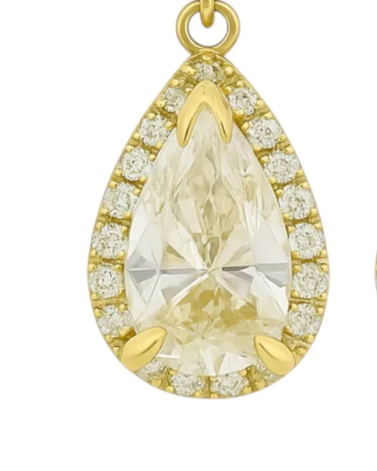 Allyanna Gifts - Women's Moissanite Pear Shape Halo Drop Huggie Earrings - Rack Hunt