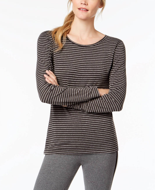 Striped Cutout Back Long Sleeve T-shirt