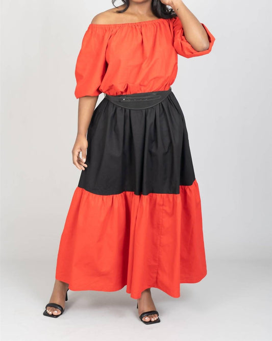 Mumba African Print Off-shoulder Maxi Dress