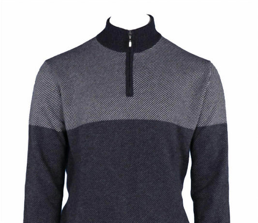 Pashmere - Men's Pure Cashmere Angled Half Zip Sweater - Rack Hunt -