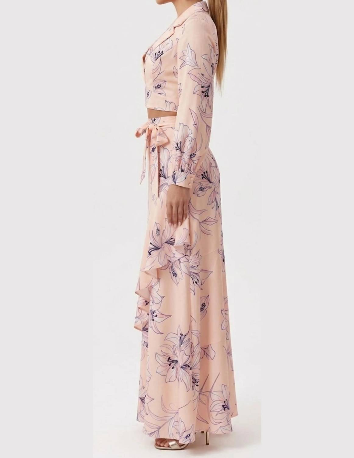Blossom Two-piece Crop Top & Ruffle Maxi Skirt Set