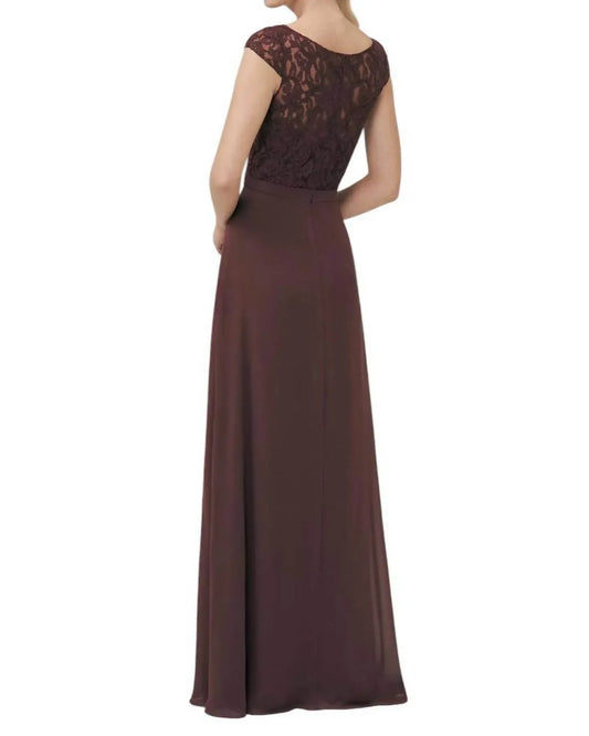 Jasmine Bridal - Long Boat Neckline Lace & Georgette Bridesmaid Dress - Rack Hunt