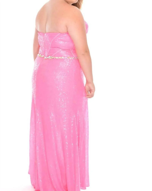 Precious Formals - Fully Sequin Long Mermaid Gown With Slit - Rack Hunt