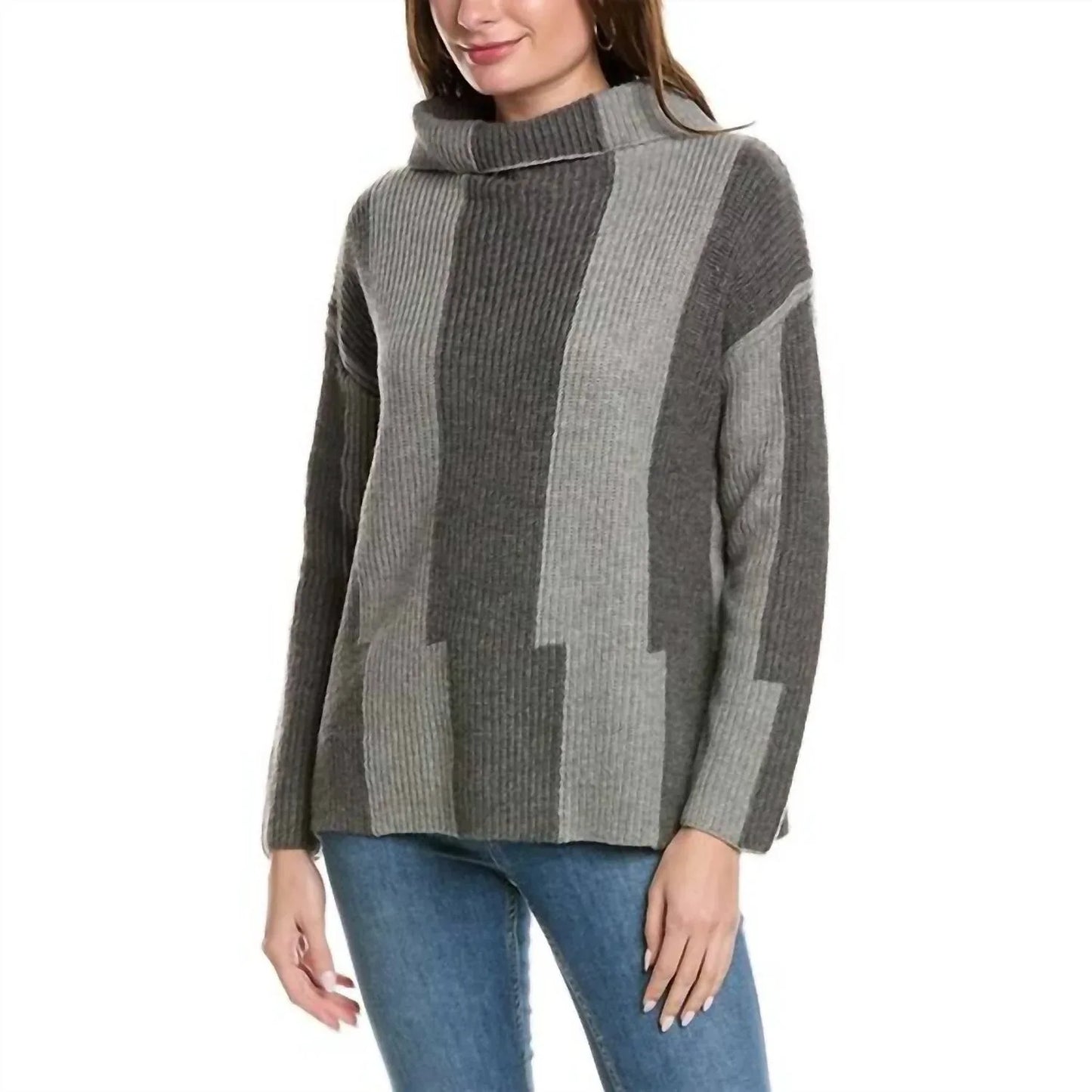 OST - Rolled Neck Vertical Stripe Sweater - Rack Hunt