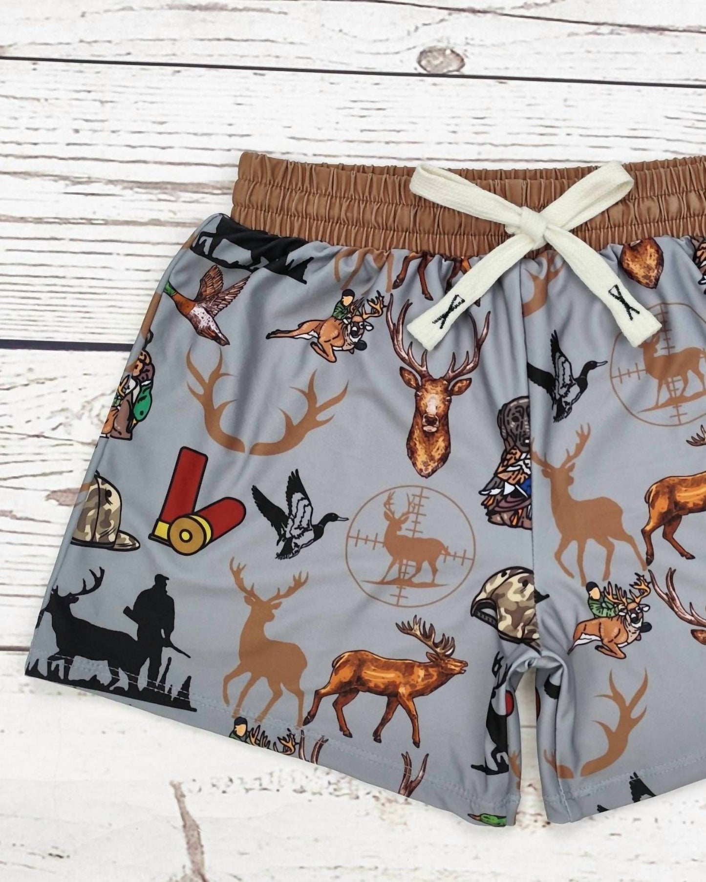 Boy's Deer Printed Beach Shorts