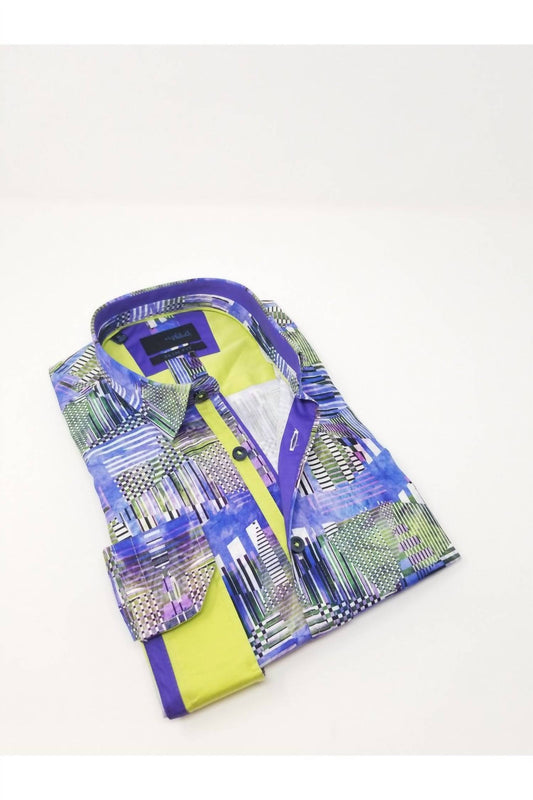 Retro Signals Button Down Shirt With Trim