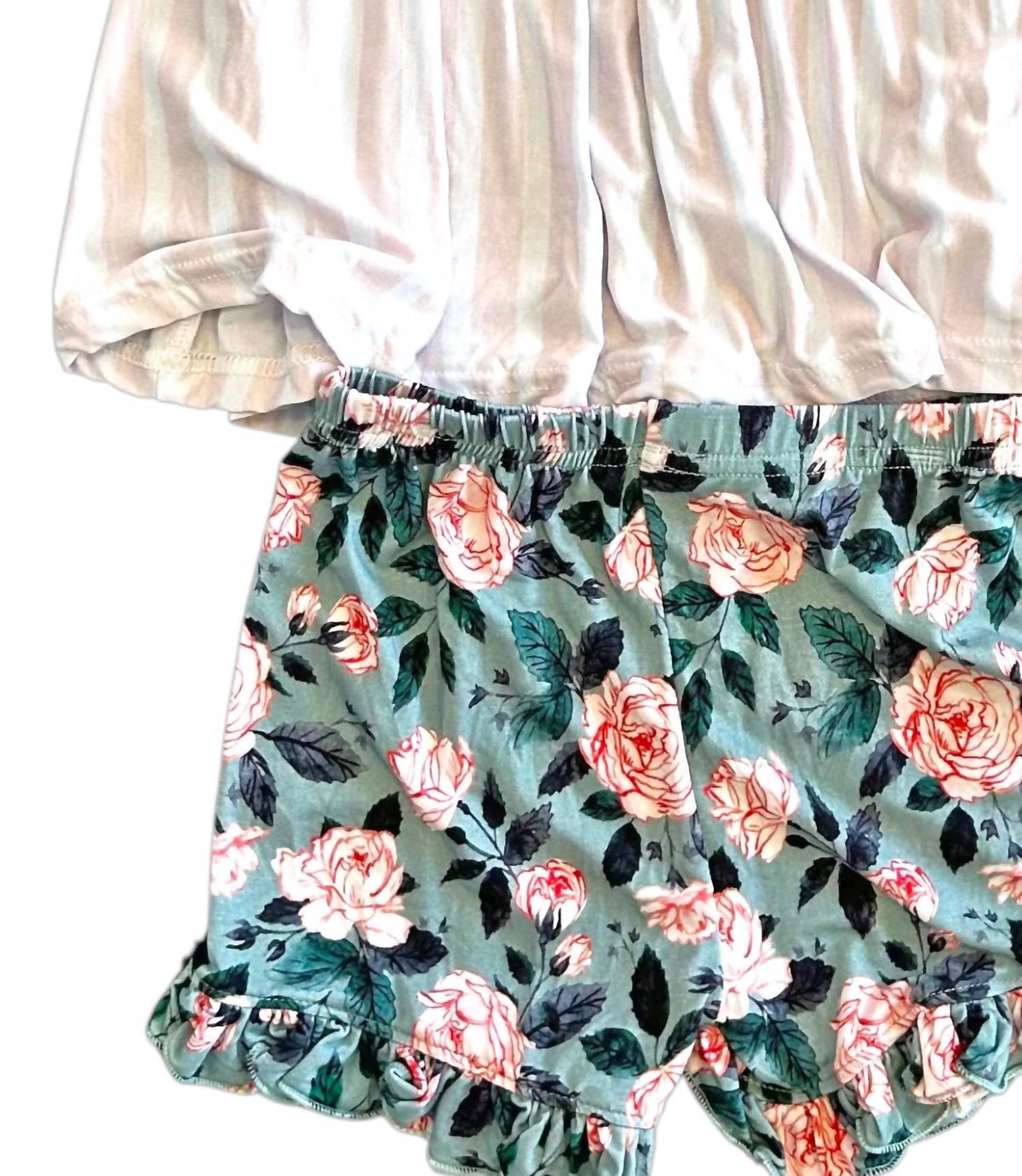 Girl's Evelyn Floral Bamboo Flutter Sleeve Tunic and Short Set