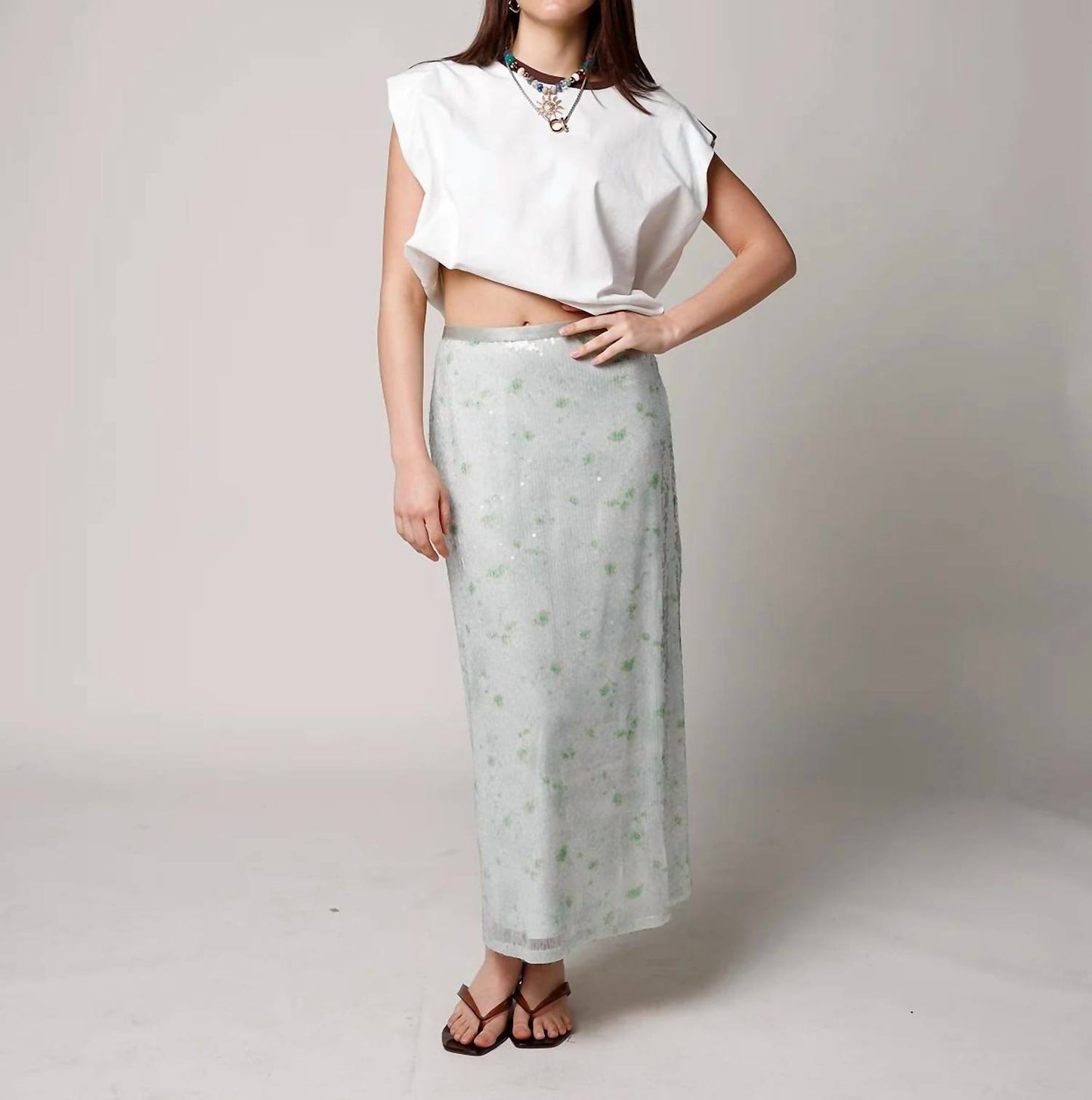 Garden Sequin Midi Skirt