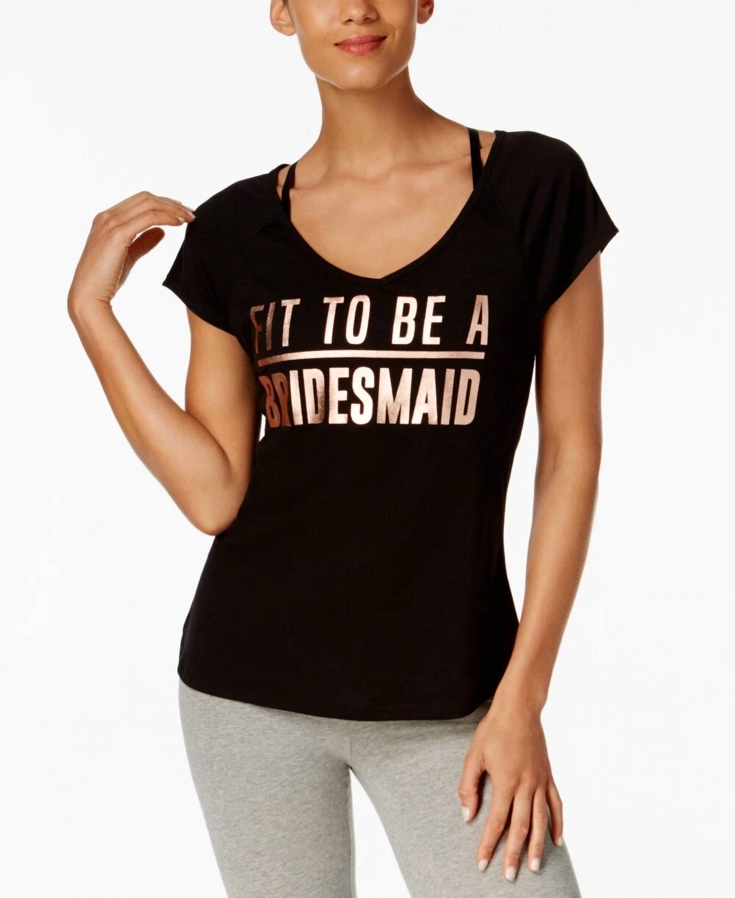 Bridesmaid Fitness Yoga Slogan T-Shirt