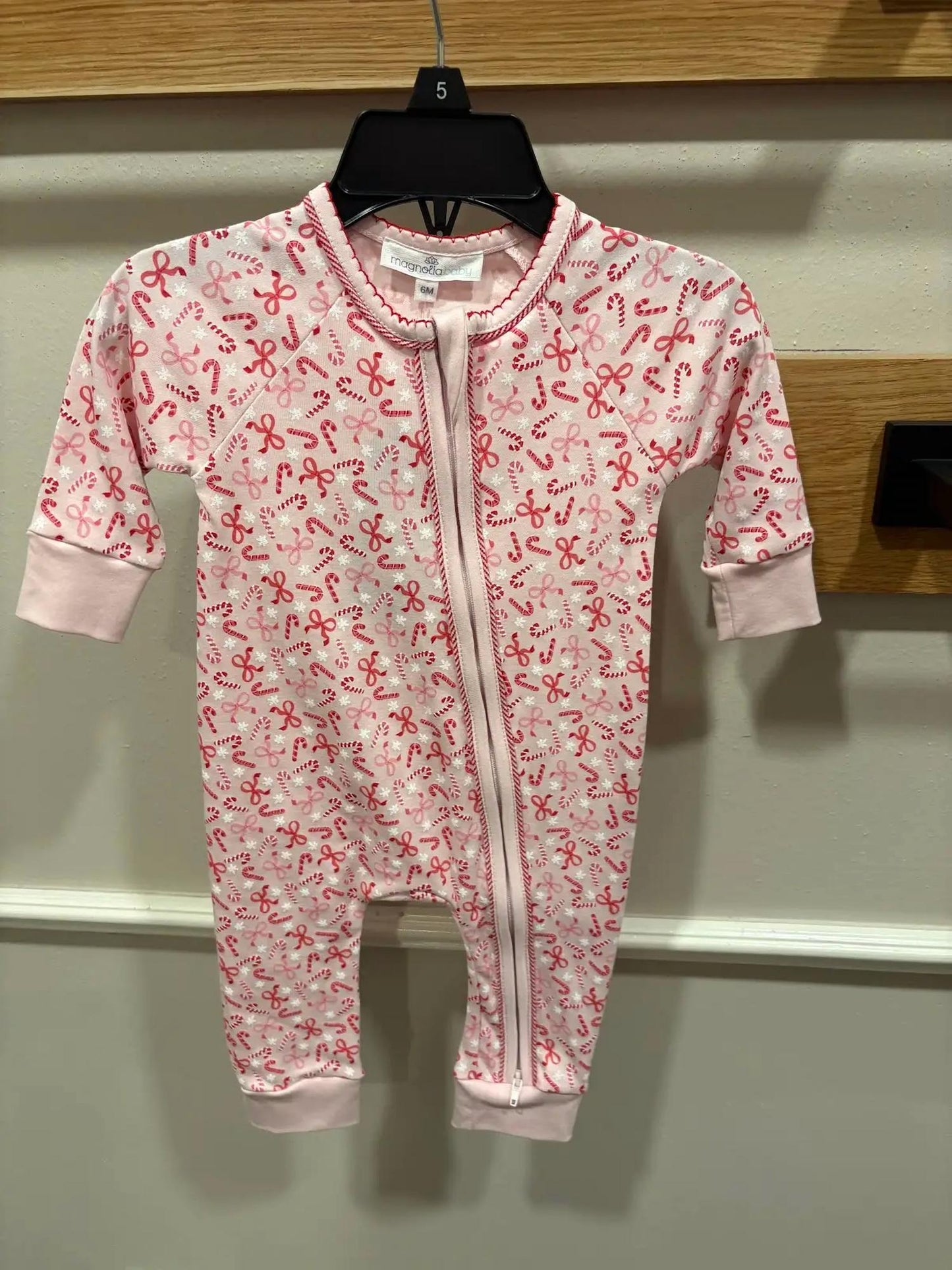 Girls Candy Cane Zipper Footie