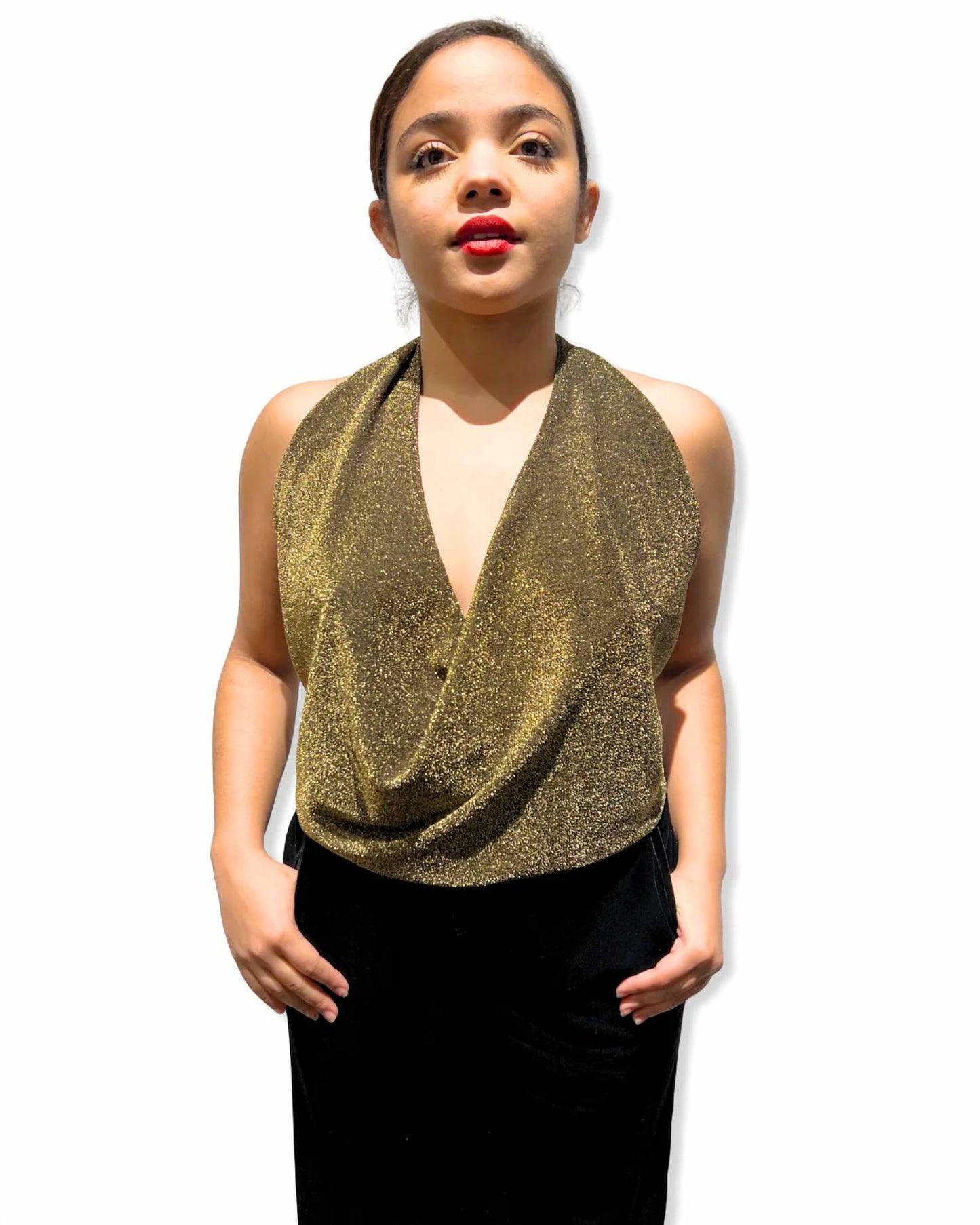 Lurex Shimmer Tie Back Halter Top