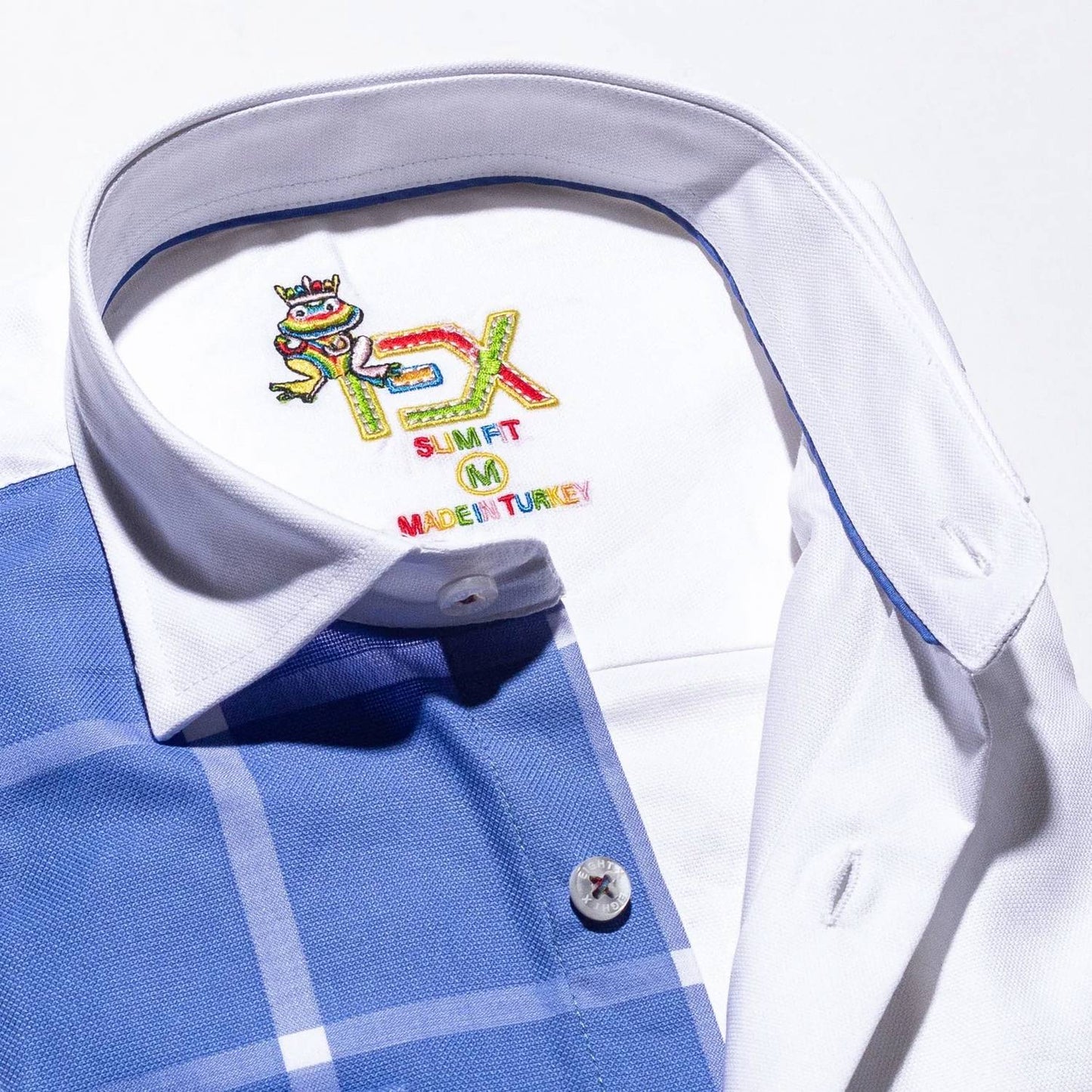 Part Plaid Frog Oxford Button Down Shirt