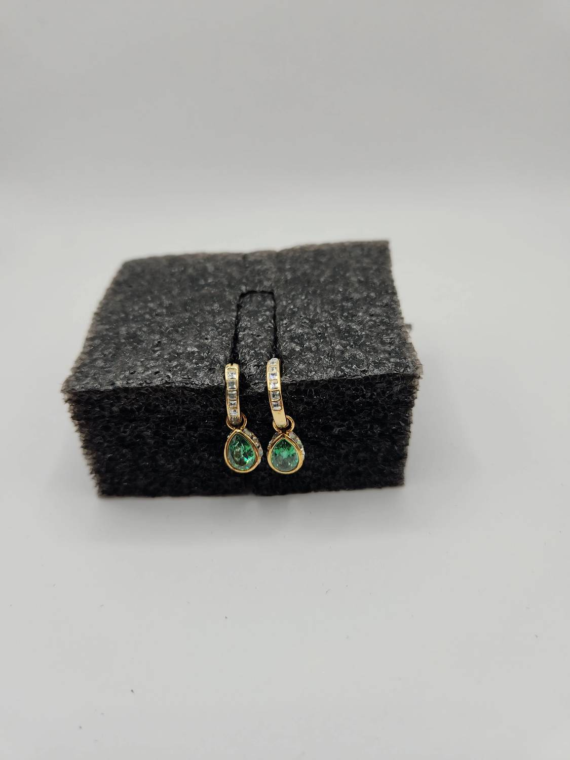 Pear Pave Rimmed Huggie Drop Earrings