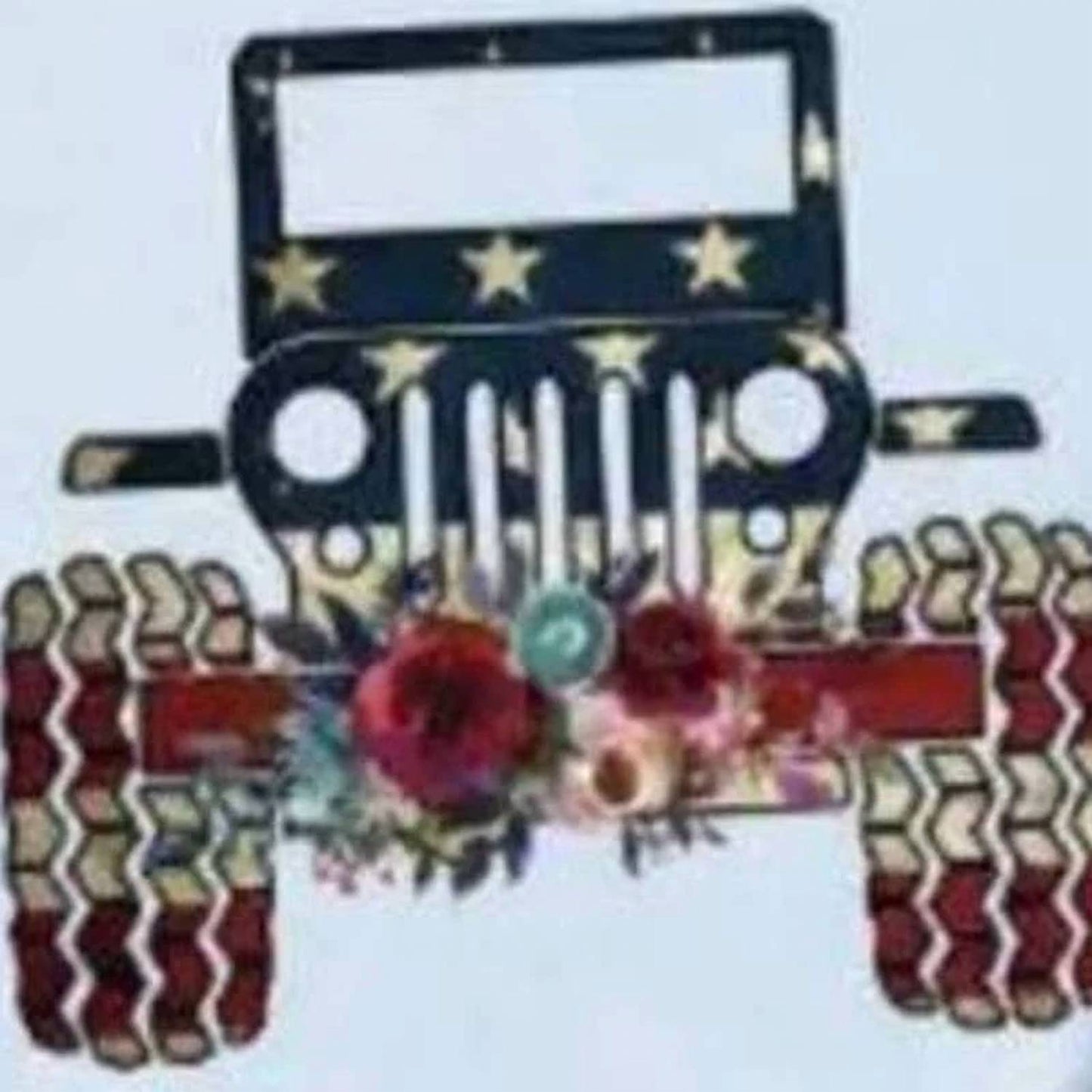 Women's Usa Floral Jeep Graphic Short Sleeve Tee