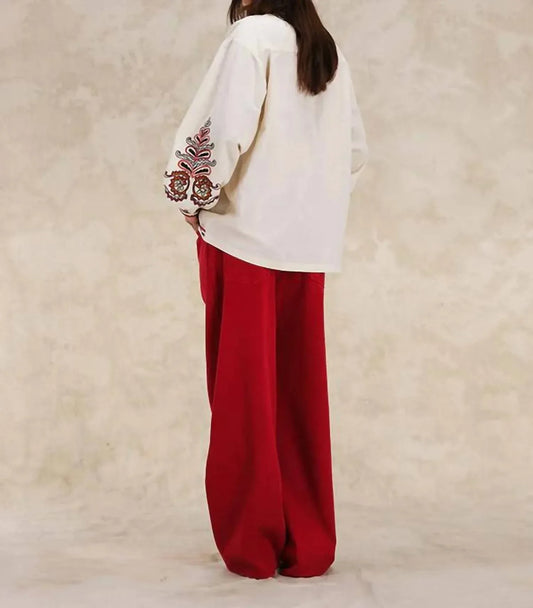 Fortela - Embroidered Long Sleeve Blouse - Rack Hunt