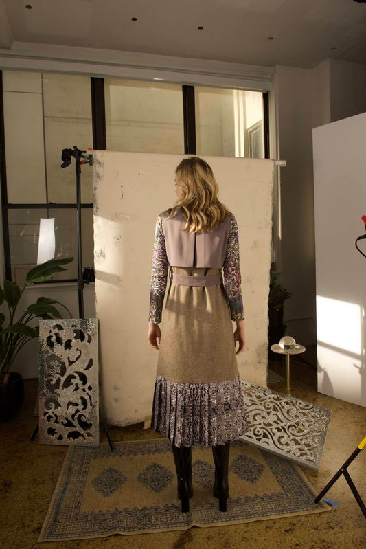 NNA - Zelda Taupe Wool Belted Dress - Rack Hunt -