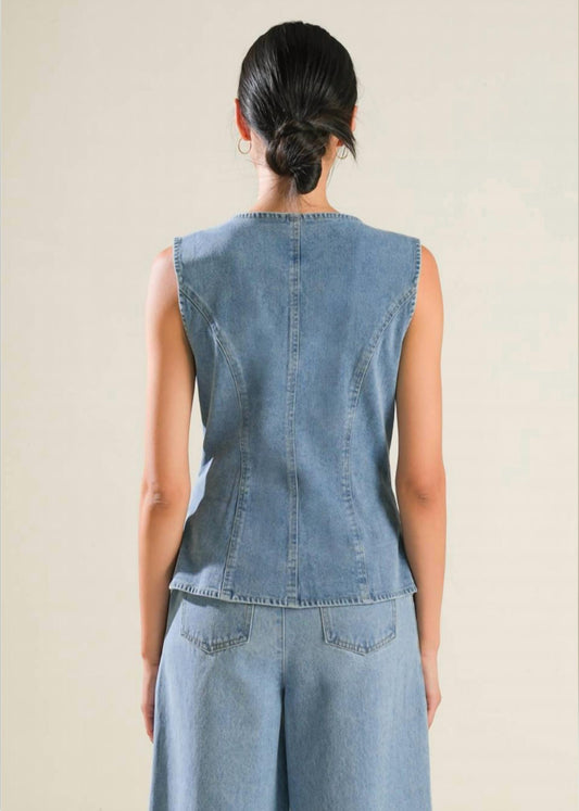Denim Button Down Front Vest