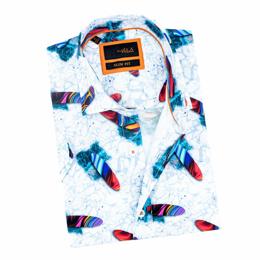 Surfing With The Alien Short Sleeve Button Down Shirt