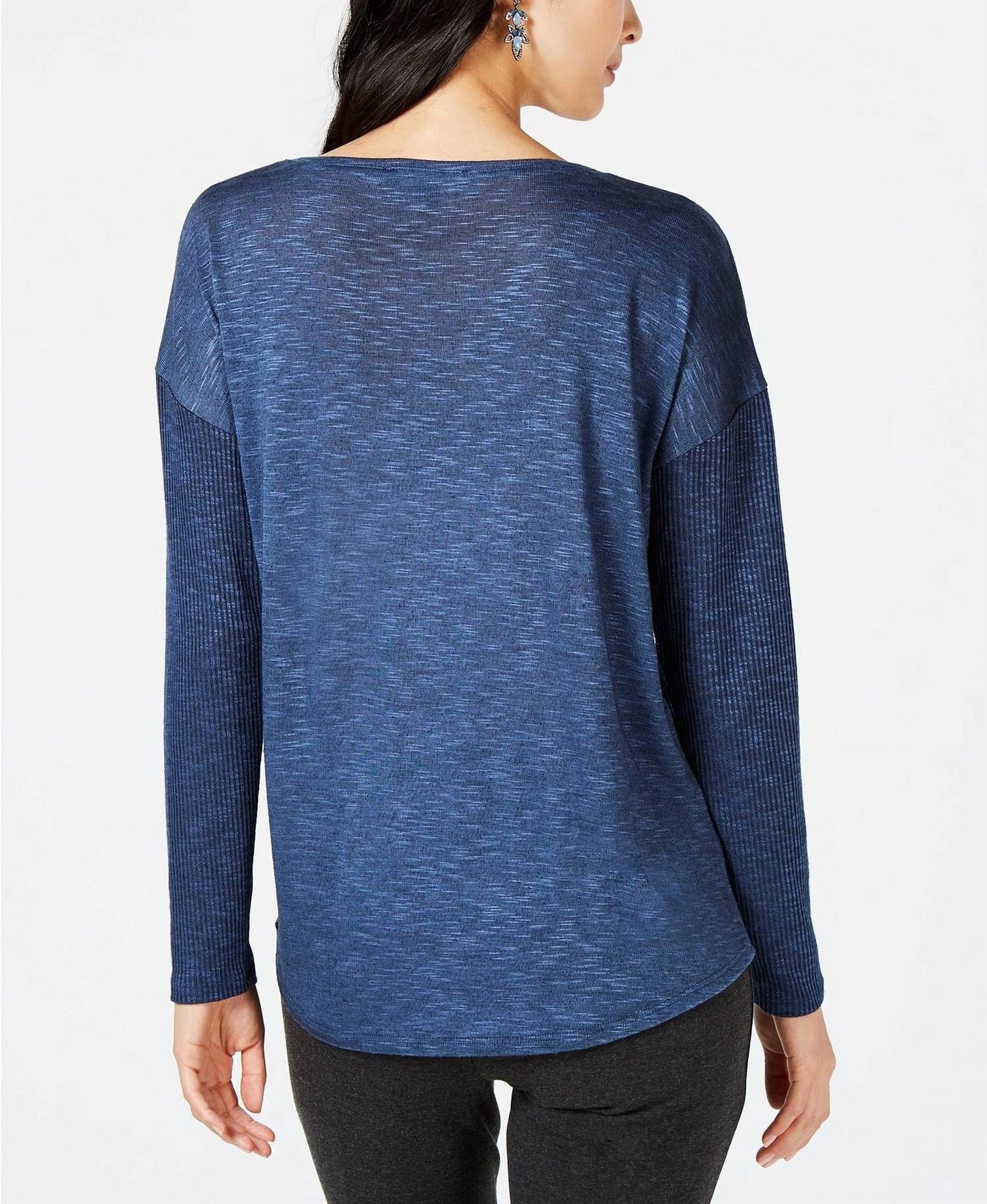 Mixed Media Scoop Neckline Top