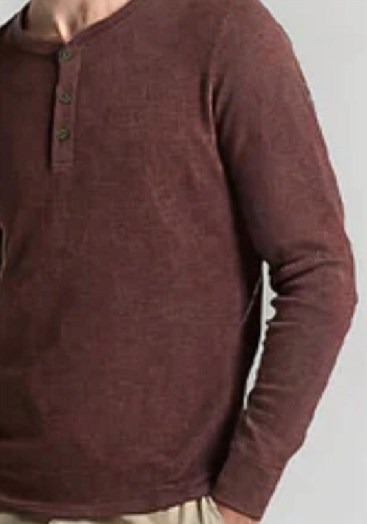 Waffle 3 Button Henley Top