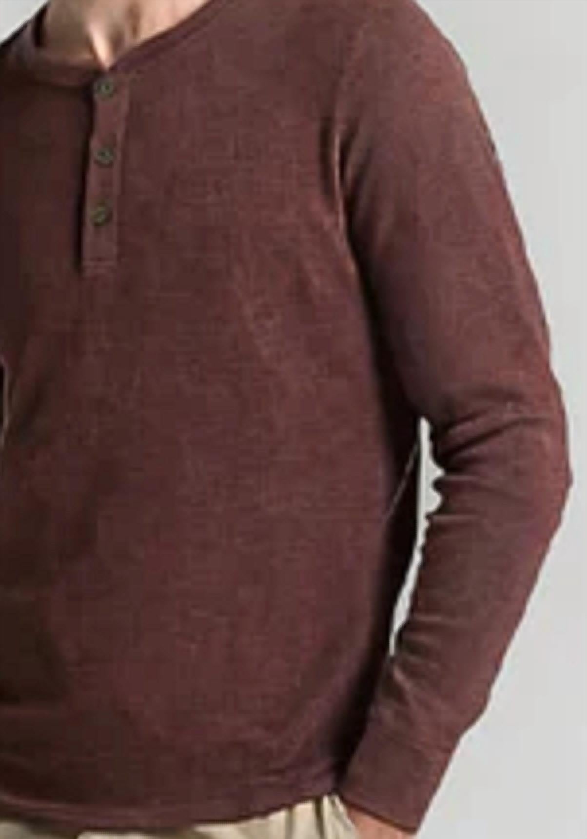 Waffle 3 Button Henley Top