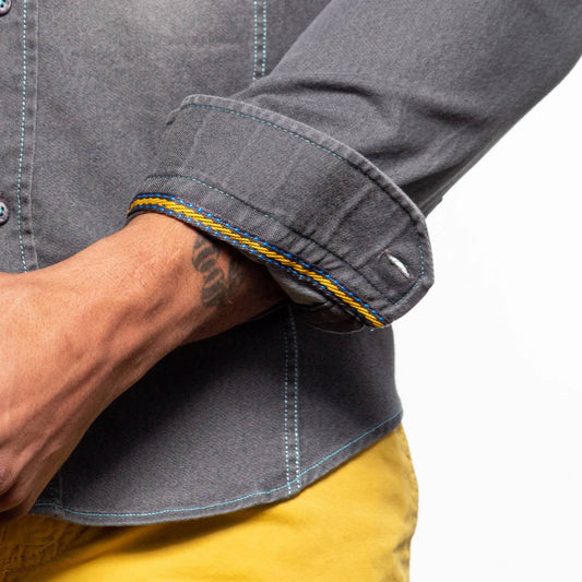 Denim Stretch Button Down Shirt