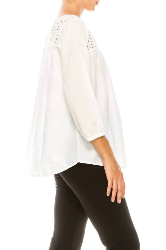 Grand & Greene - Eyelet Split Neck Swing Top - Rack Hunt