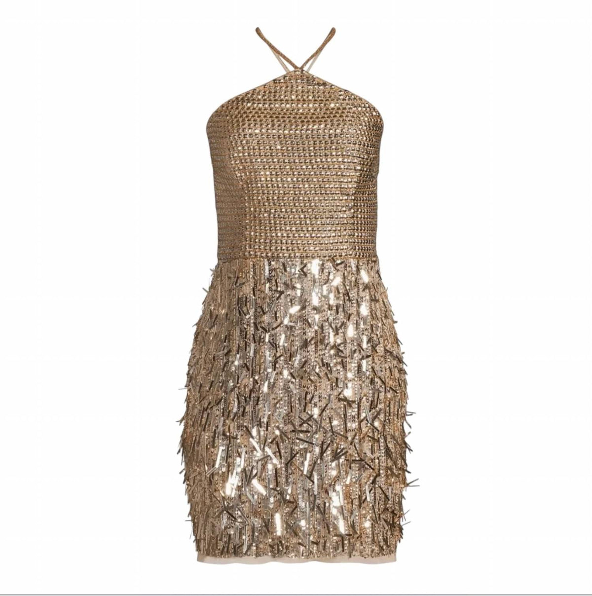 Women's Sequin Beaded High-neck Mini Dress