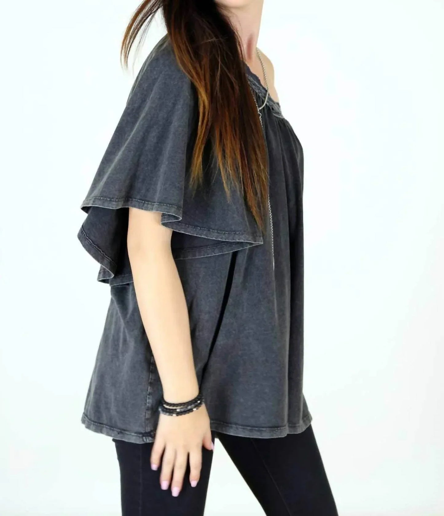 Tough Luv - Boho Victorian Acid Washed Tunic Top - Rack Hunt