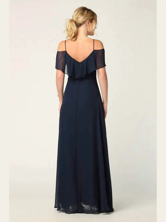Eva USA - Chiffon Cold Shoulder Ruffle Sleeve Bridesmaid Dress - Rack Hunt