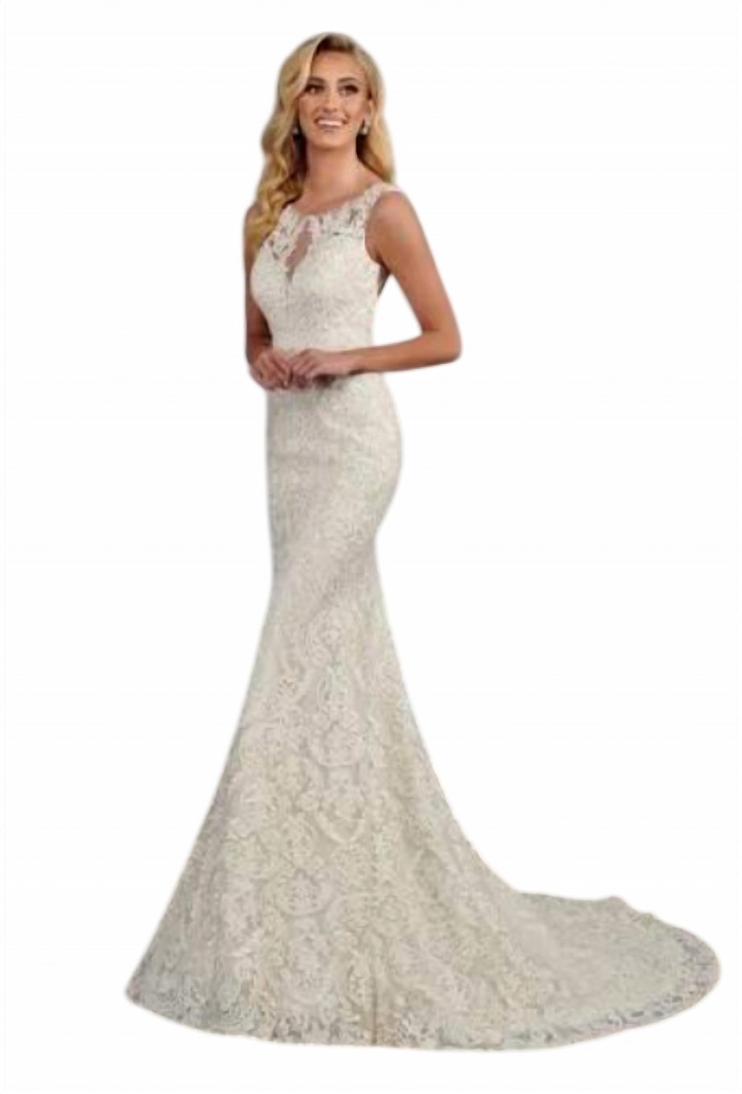 Fitted High Neck Wedding Dress