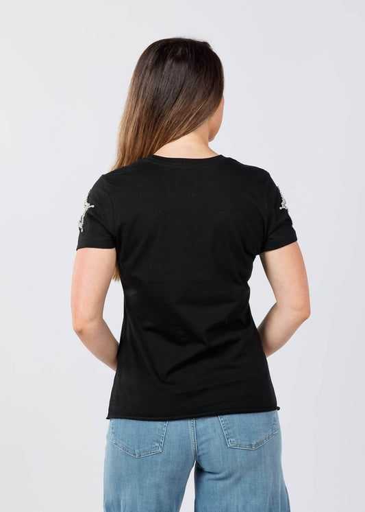 Suzy T - Women's Stars Cut Out Sleeve Top - Rack Hunt -