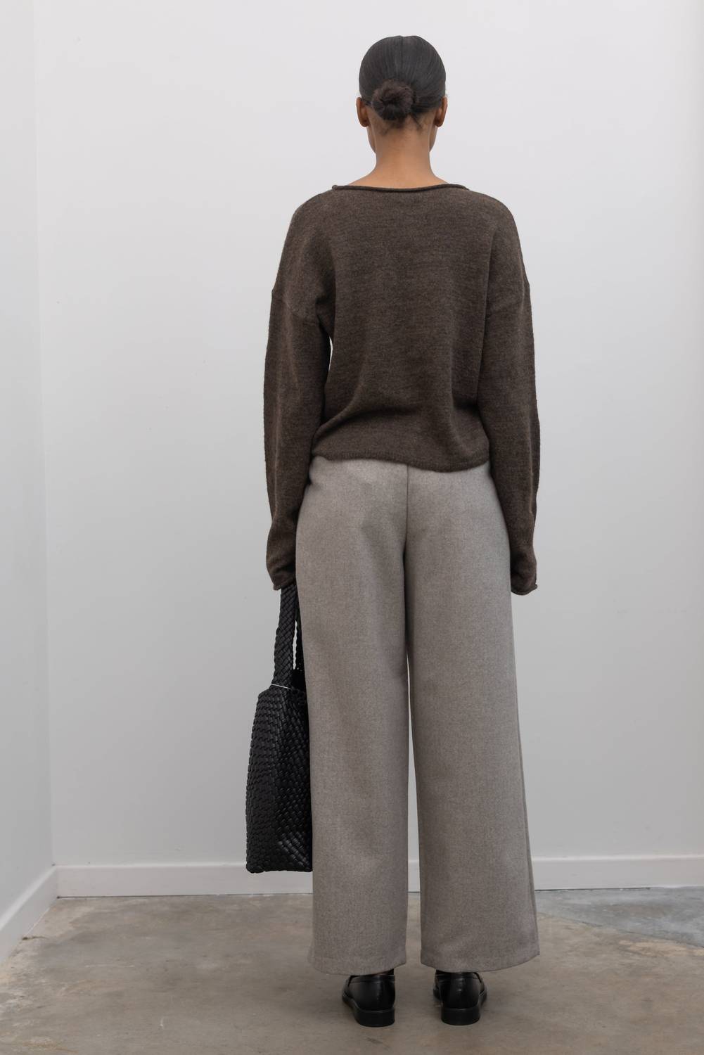 Tailored Wool Blend Wide Leg Pants