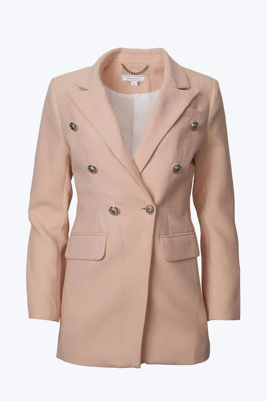 belle & bloom - DOUBLE-BREASTED TEXTURED WOVEN BLAZER - Rack Hunt