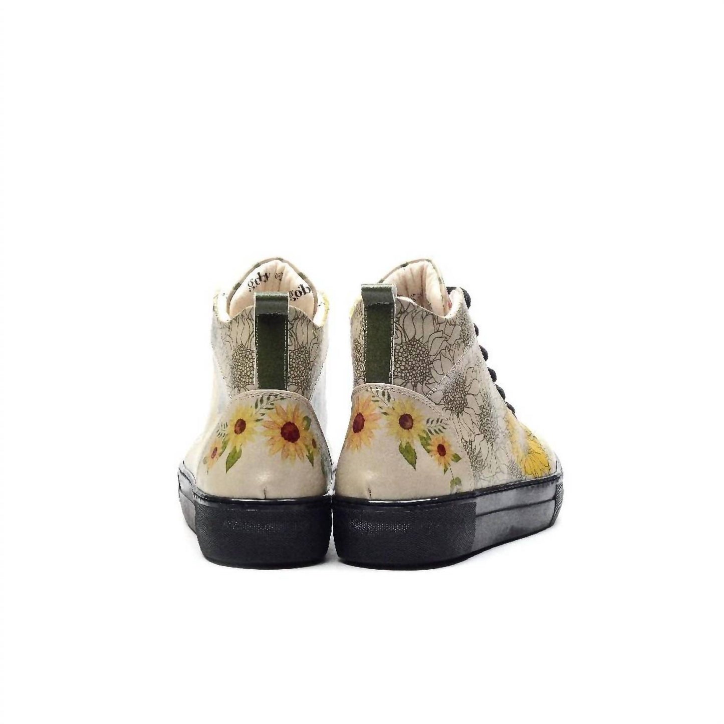 Women's Sunflower Print Lace-up Ankle Boots