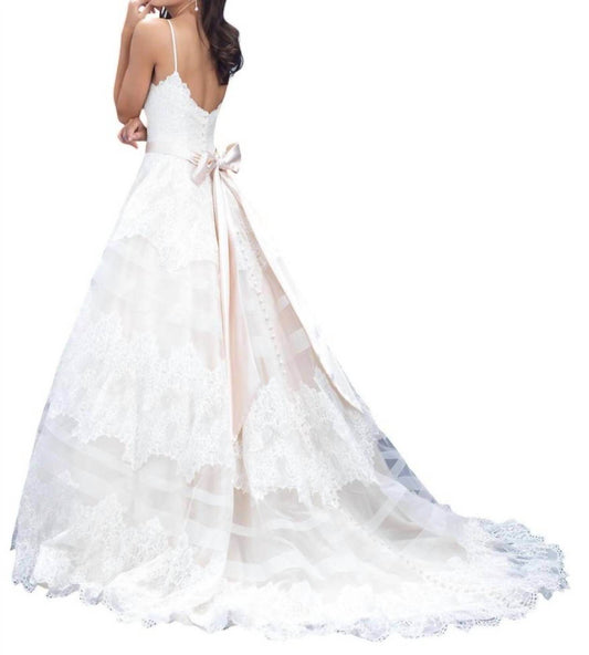Allure Bridals - Lace Ballgown with Sheer Chiffon Stripes - Rack Hunt