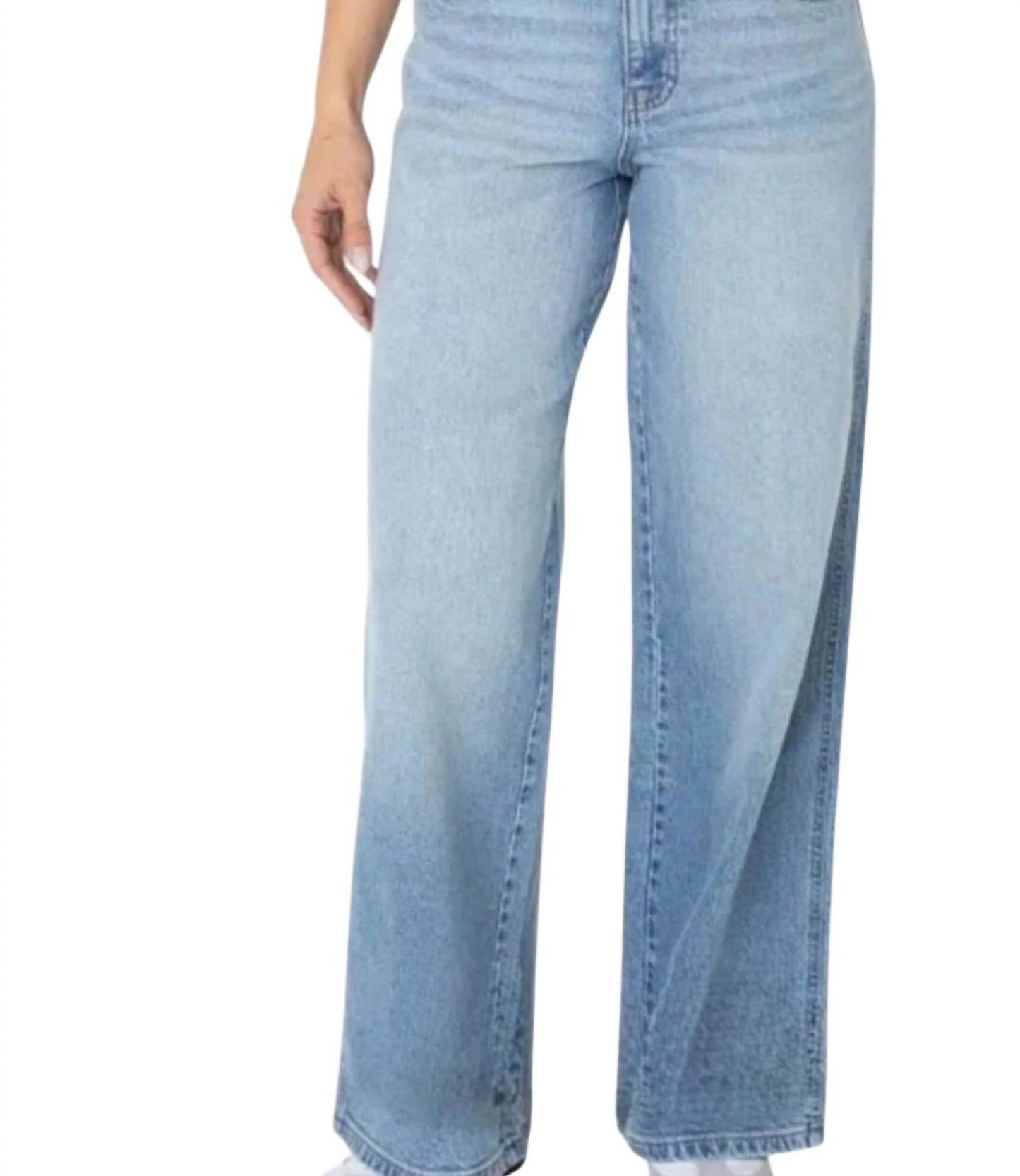 Women's Mid Rise Wide Leg Pebble Denim Jeans
