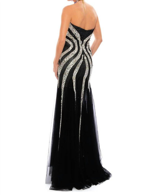 Precious Formals - Hand Beaded Illusion Lace Prom Dress - Rack Hunt