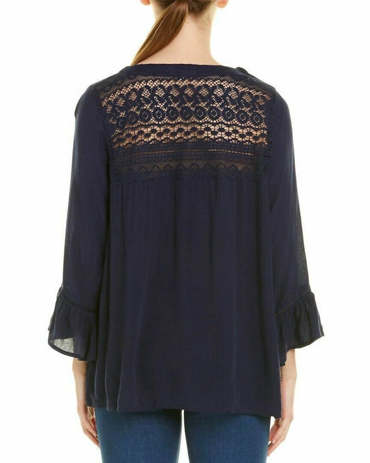 Jennifer & Grace - Boho Blouse Top Lace Front and Back Blouse - Rack Hunt