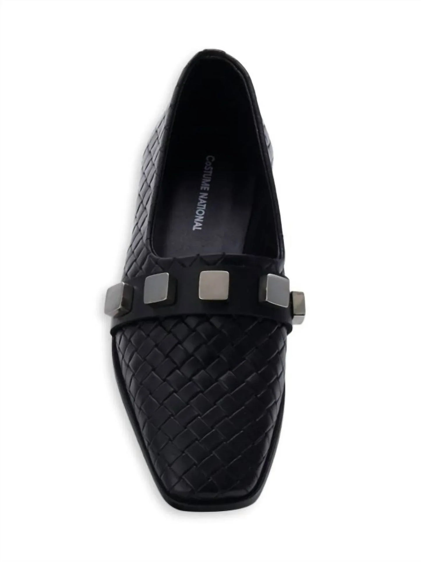 Costume National - Women's Studded Woven Leather Loafers - Rack Hunt
