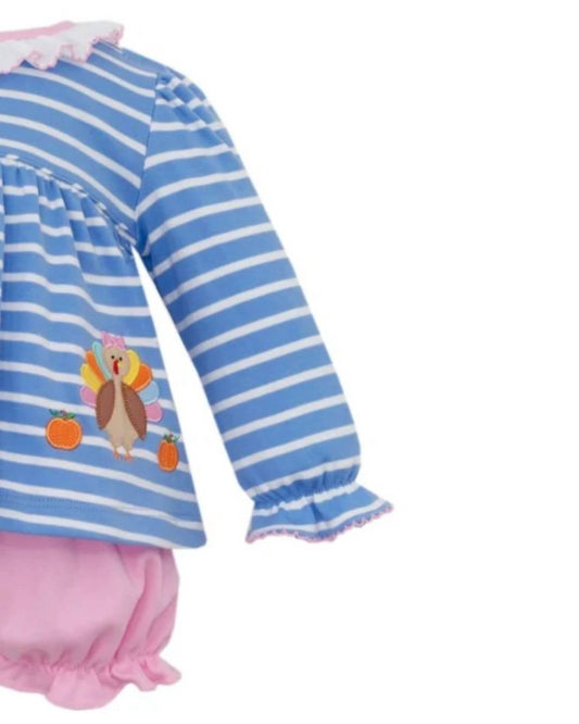 Girls Turkey Applique Bloomer Set