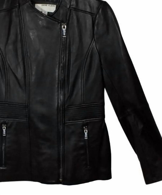 ANNE KLEIN - Women's Leather Scuba Jacket - Rack Hunt